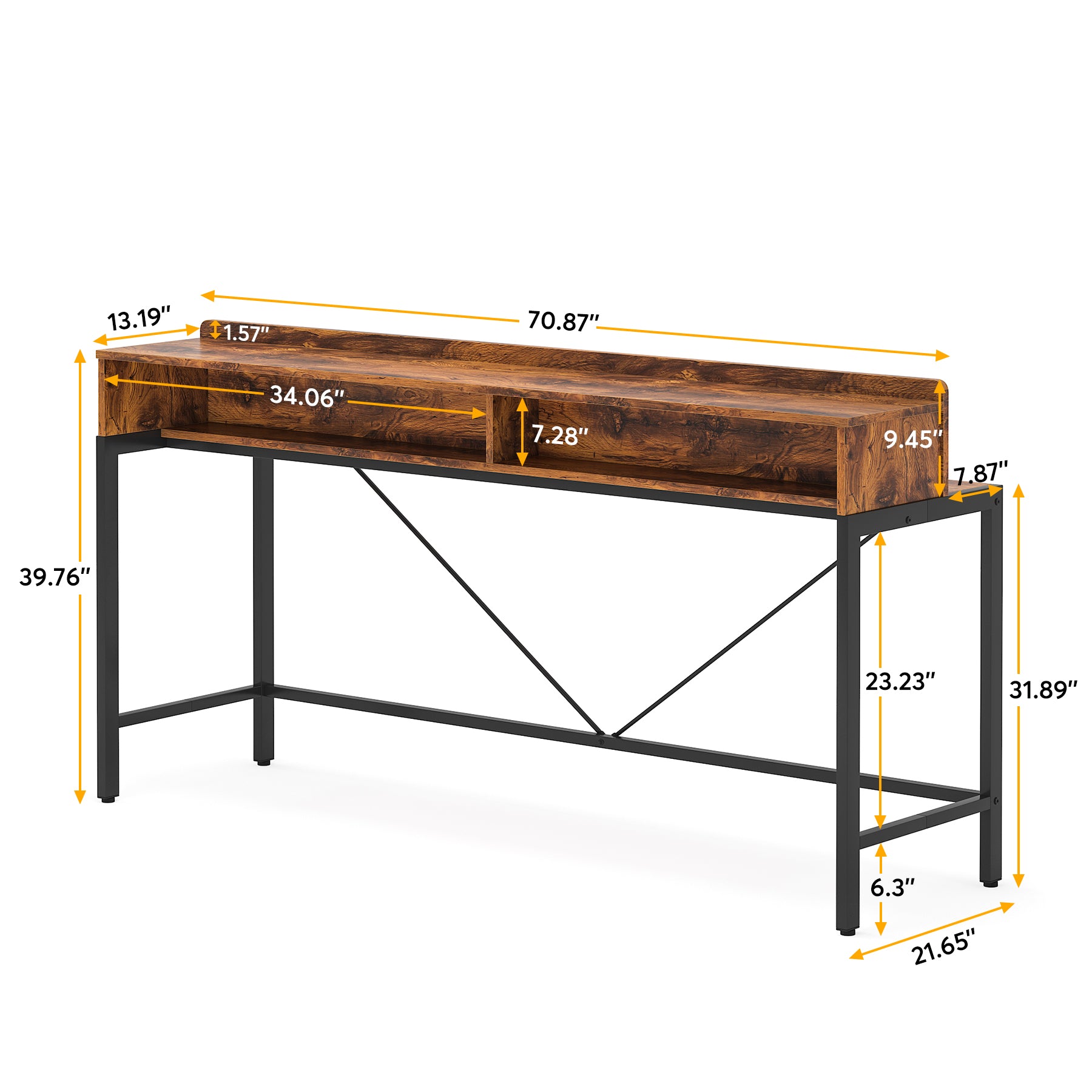 2-Tier Console Table, 70.9" Sofa Hallway Table